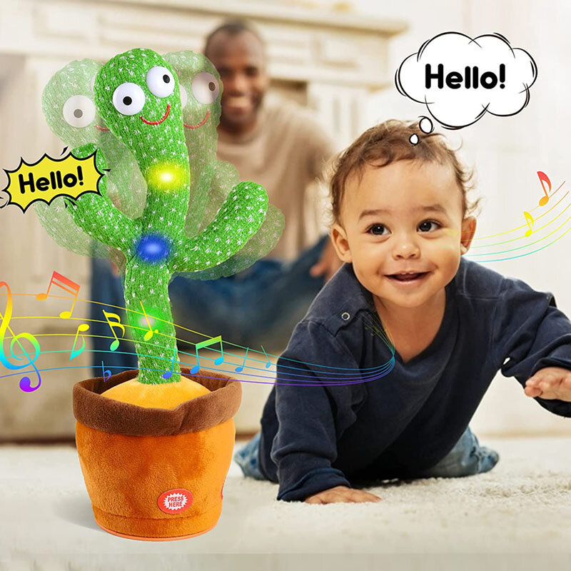 Перезаряжаемый кактус светящийся танцевальный капор USB Запись качели рыба повторно говорящий танцевальный кактус испанский парланчин детская игрушка