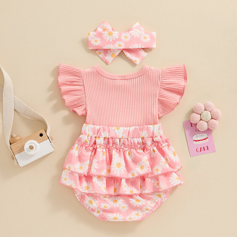 Baby Girl Clothes 3 6 9 12 18 Months Newborn Ruffle Butt  Romper Daisy Overalls Jumpsuit Summer Outfit
