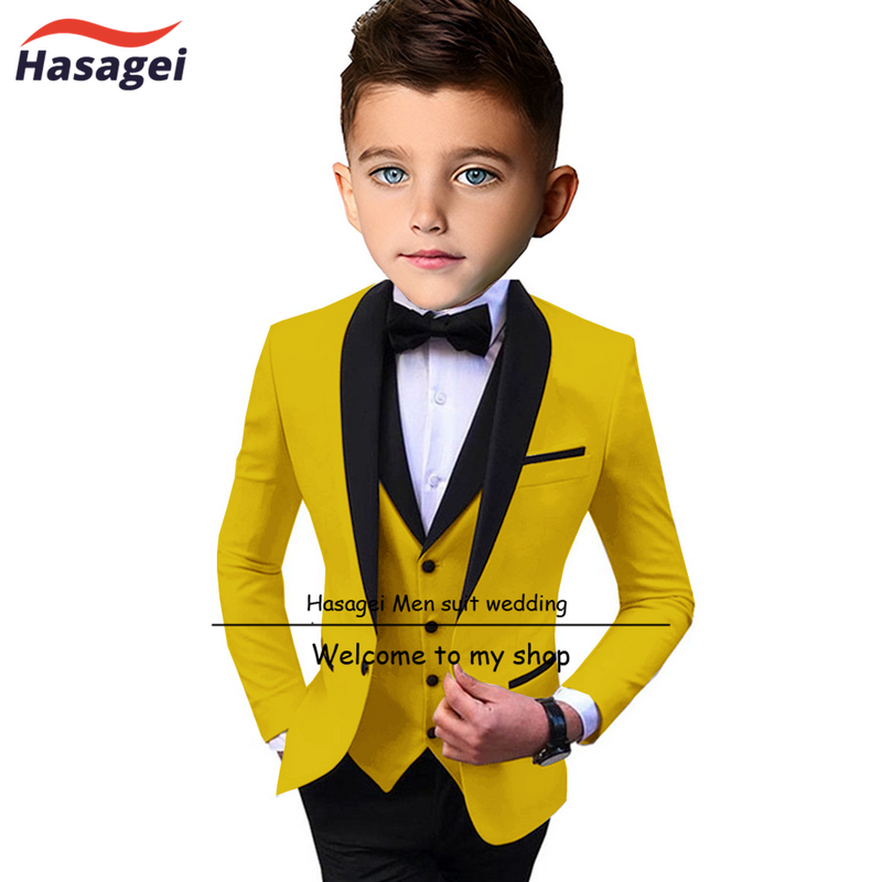 Setelan tuksedo pernikahan anak laki-laki 3 potong jaket celana rompi dasi Formal anak-anak liburan pakaian pesta 2-16 tahun Blazer