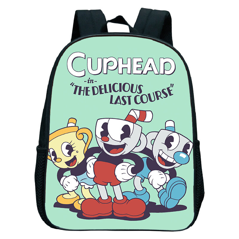 Anime Cuphead Impresso Cartoon Mochilas Escolares para Crianças, Jardim de Infância Mochilas, Mochila, Pequena Mochila, Mochila Impermeável, Presente para Meninos e Meninas