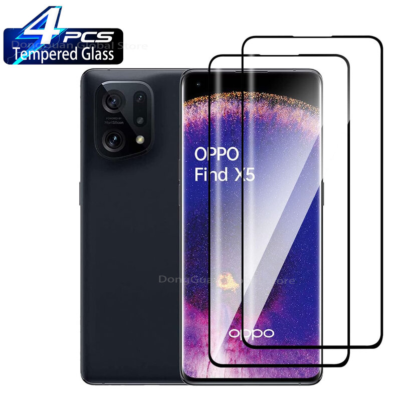 1/4Pcs 3D Tempered Glass For Oppo Find X5 X5Pro Screen Protector Glass Film