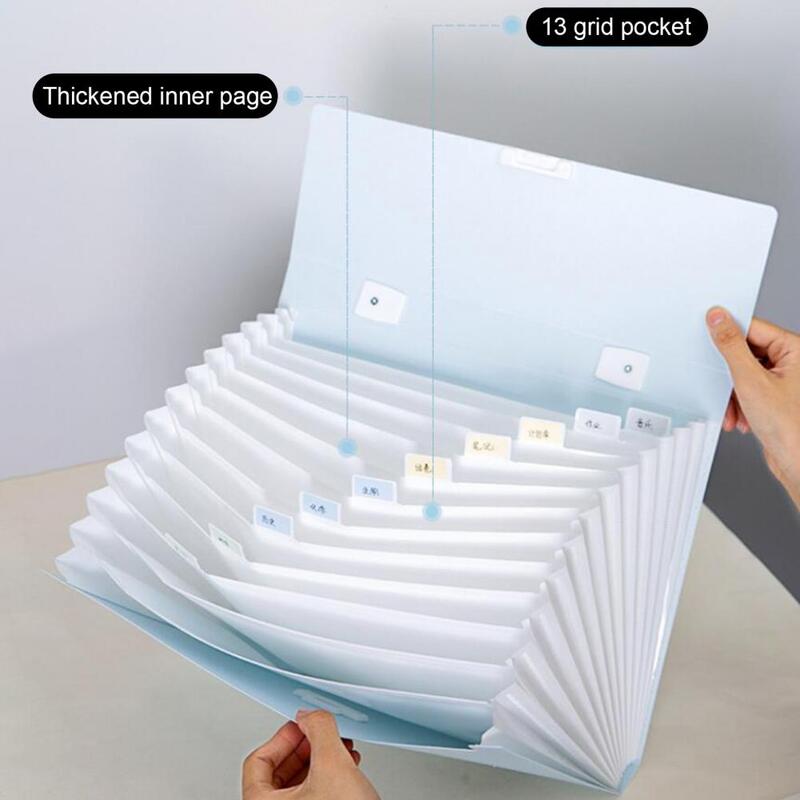 13 Grids  A4 Paper Folder Portable File Folder Versatile Large Capacity Plastic Expanding Files Organizer School Supplies