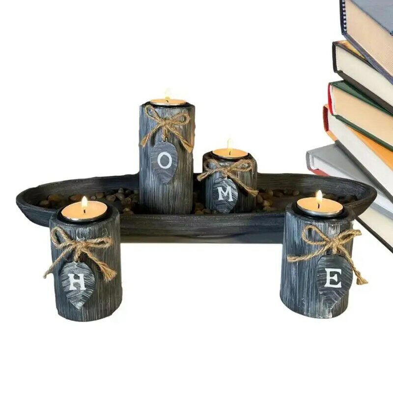 Candelabro de luz de té de 3 piezas para decoración del hogar, pajarita de seda artesanal de madera, Decoración de mesa, planta, trama de flores, artesanía, 2023