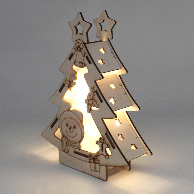Weihnachten Holz LED Weihnachten Baum Für Home Dekorationen Urlaub Geschenk Experiment Spielzeug Für STAMM Bildung DIY Spielzeug