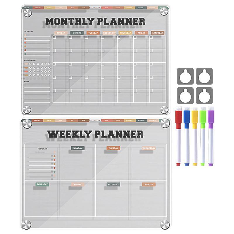 Calendario magnético reutilizable para nevera, tabla de borrado en seco, pizarras blancas, planificador pequeño, tabla de Horario para hacer Lista # W0