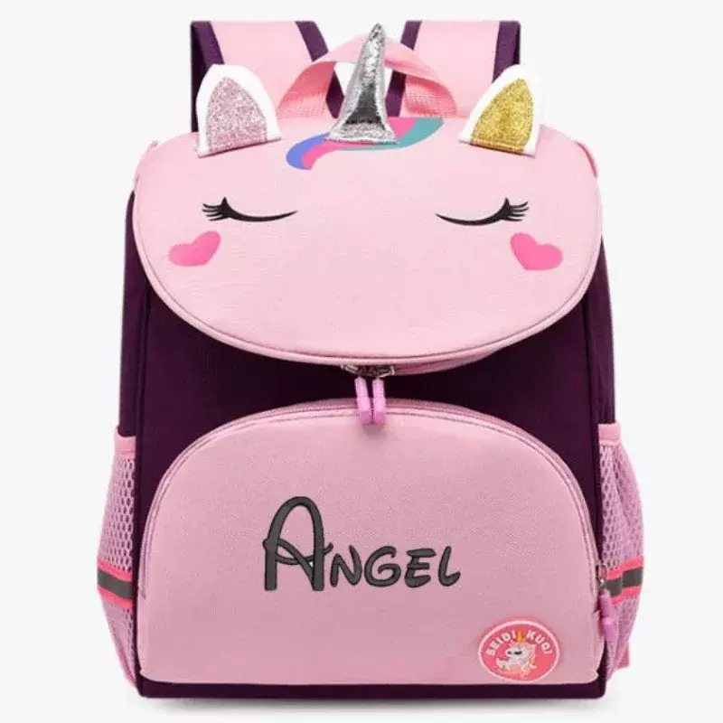 Mochila con nombre personalizado para niños, mochila escolar para niñas, preescolar, guardería, unicornio, bordado con nombre