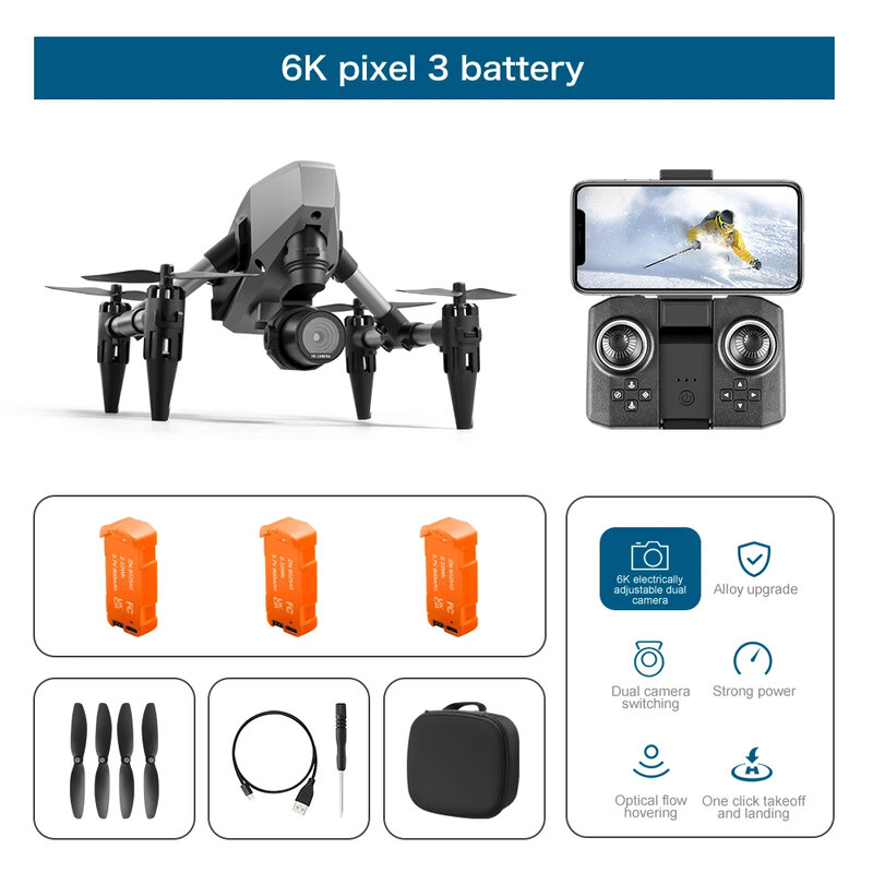 Mini Dron 4k 8k Xd1 Pro, cámara Dual, Wifi, aleación anticaída, flujo óptico, posicionamiento, cuadricóptero, Control remoto, regalo, juguete Rc
