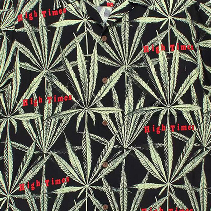 WACKO MARIA 하와이 셔츠 남녀공용, 1:1 좋은 품질 나뭇잎 풀 프린트, 루즈 캐주얼 반팔 상의, 여름 티셔츠, 2024ss