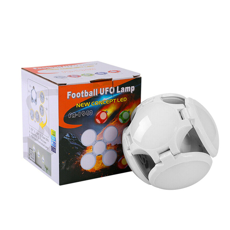 Luz de techo Deformable para garaje, lámpara LED blanca superbrillante plegable con forma de balón de fútbol, 2400LM, 40W