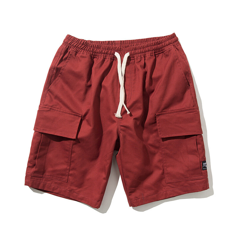 Pantaloncini da uomo estivi nuovi pantaloni a 5 punti in cotone sciolto stile giapponese con tasca grande Casual tinta unita