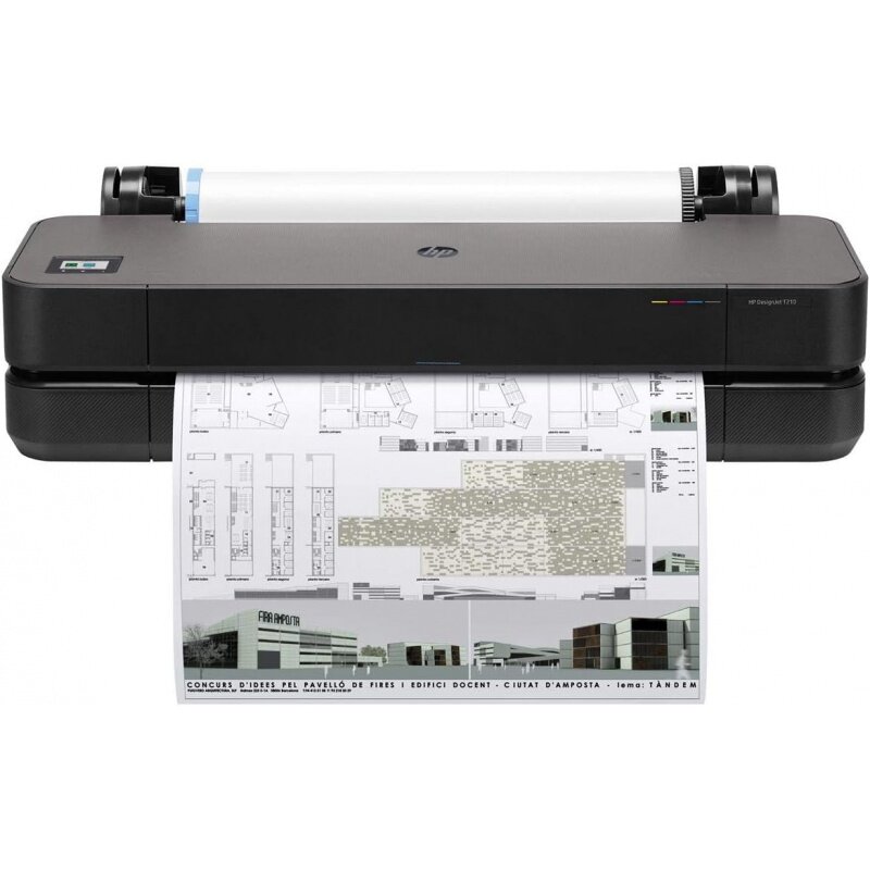 HP DesignJet T210 Format besar 24 inci Printer Plotter warna, termasuk 2 tahun garansi paket perawatan (8AG32H), hitam