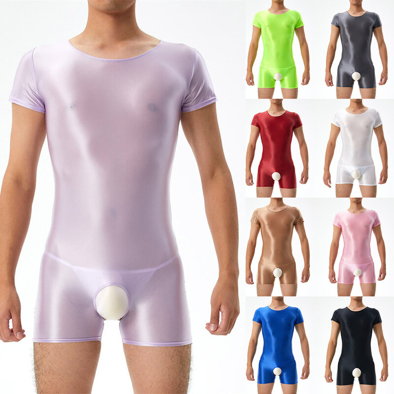ชุดรัดรูปเซ็กซี่สำหรับผู้ชายชุดจั๊มสูทรัดรูปแนบเนื้อแบบบางชุดชั้นในเนื้อเรียบบางเฉียบ