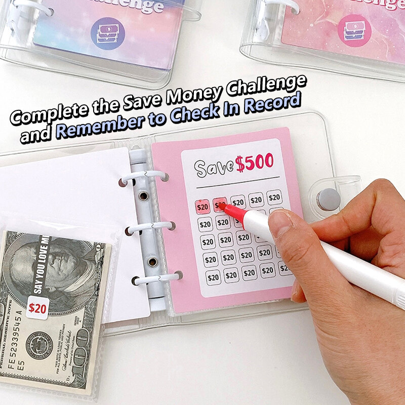 Busta risparmio sfida libro risparmio raccoglitore di denaro libro di carte di denaro risparmio quaderno a fogli mobili libro di archiviazione Budget in contanti