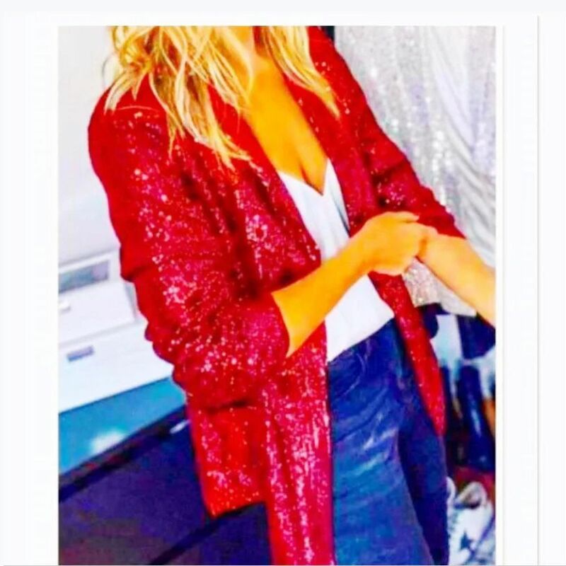 Jaqueta casual de lantejoulas manga comprida feminina, casaco de lapela brilhante, Casacos Rave, Roupa de festa, Glitter, Inverno, 2024