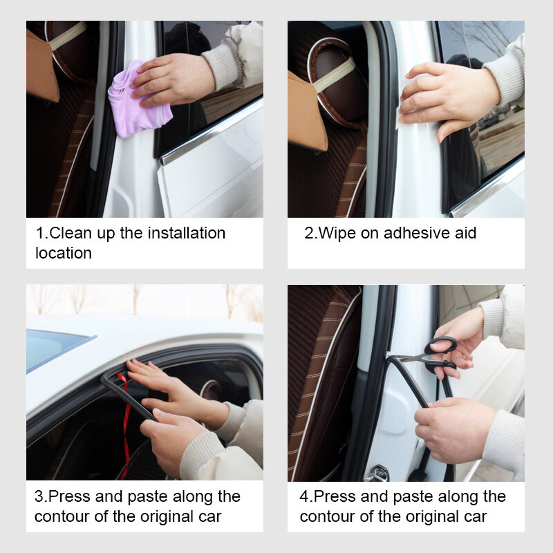 Thicken Double-layered Car Door Seal Strips Noise Weatherstrip Rubber Insulation Waterproof Door Side Strong Adhensive Sticker