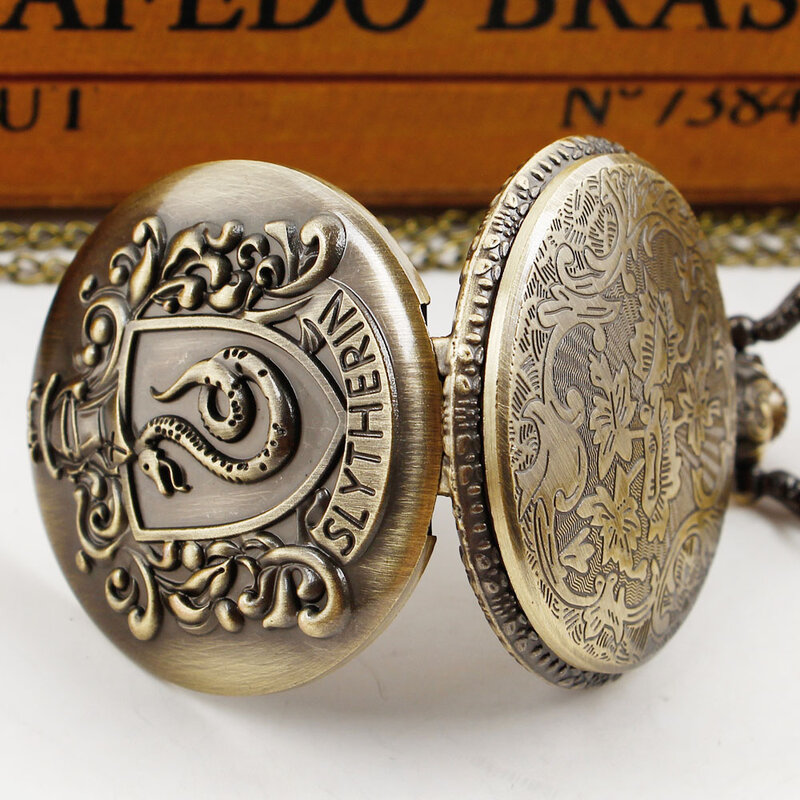 Quartz Small Bronze Pocket Watch Slim Chain Classic White Arabic Numeral Little Dial Gifts to Boy Girl Pendant Clock