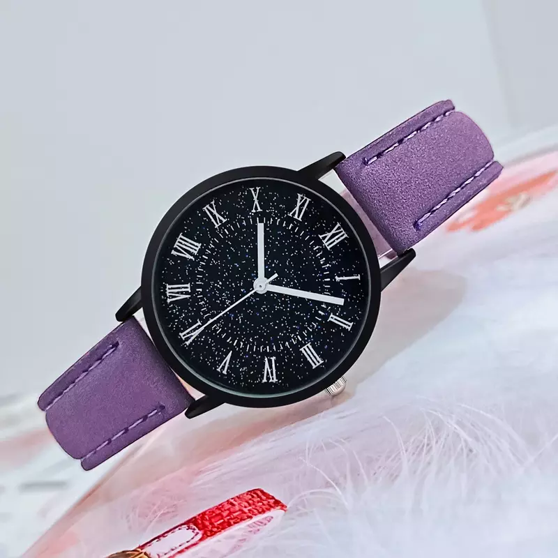 ساعات يد كوارتز بتصميم بلوري للنساء ، حزام جلدي ، ساعة غير رسمية ، هدية للسيدات ، موضة