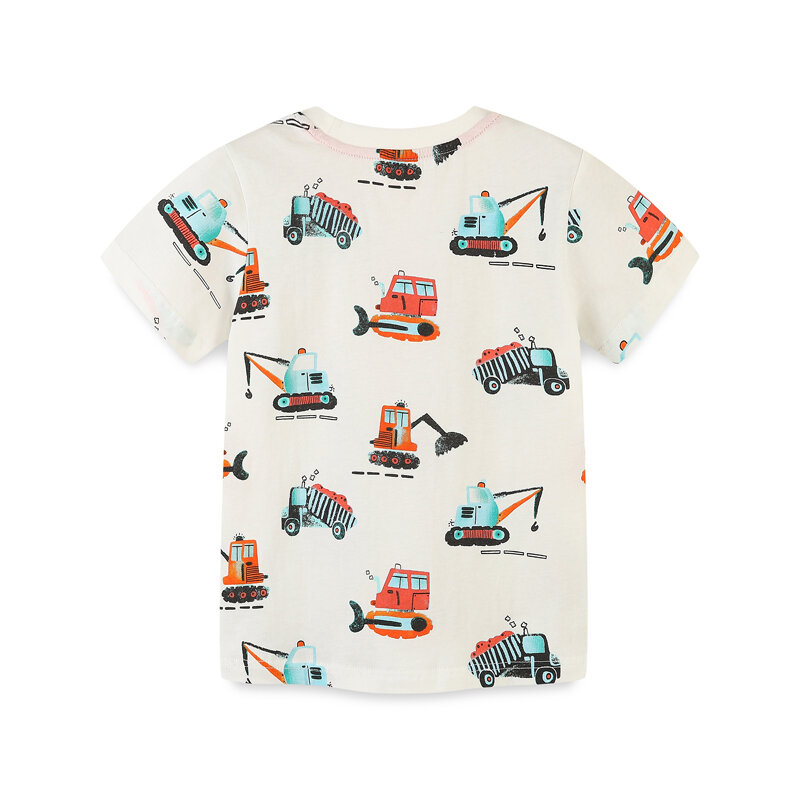 Mała maven 2024 moda nowe letnie topy odzież dziecięca t-shirty z kreskówkową koparką niemowlę chłopcy ubranka dla dzieci