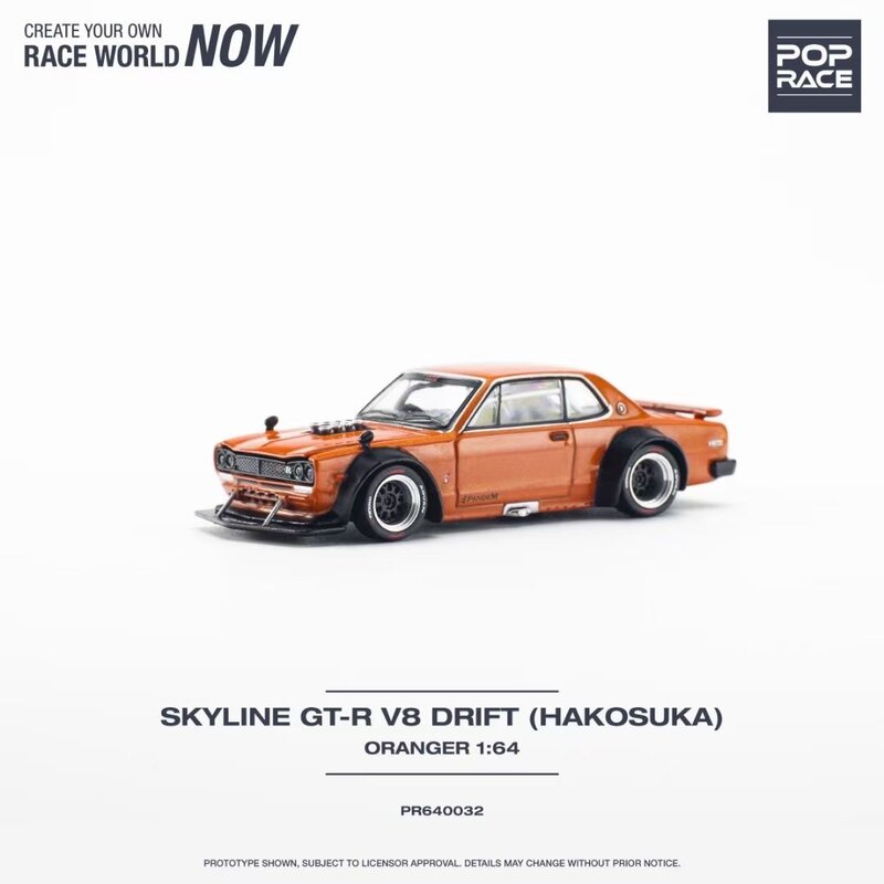 POP RACE в наличии 1:64 Skyline GTR KPGC10 Hakosuka V8 Drift Orange Diecast коллекционные модели автомобилей, миниатюрные игрушки для машинок
