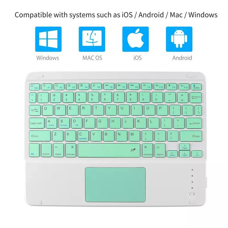 Teclado inalámbrico con Bluetooth para oficina, teclado Universal para juegos con panel táctil, tableta, Android, Windows, iPad, teléfono, 10 pulgadas
