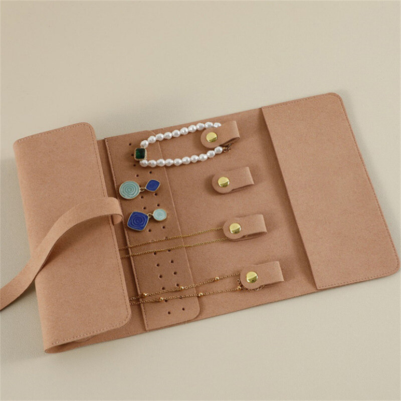 Portagioie portatile da viaggio portagioie pieghevole in rotolo per gioielli per bracciale anello collane orecchino borsa portaoggetti per gioielli borse da viaggio