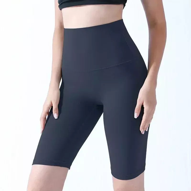 Yoga apertado elástico T-Line-Free cor sólida Shorts, calças de cinco pontos, calças de exercício físico, novo, primavera e verão