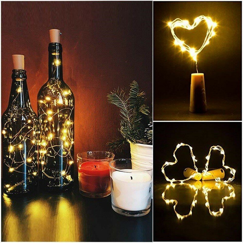 3M lampki do butelek wina z korkiem girlanda żarówkowa LED lekki drut miedziany wróżka girlanda światła świąteczne dekoracje na wesele i przyjęcie