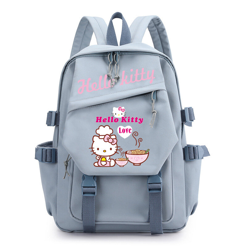 Sanrio Olá Kitty Cartoon Student Schoolbag, impresso, bonito, desenhos animados, leve, grande capacidade, computador Canvas Backpack, novo