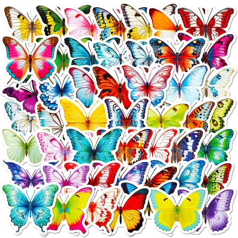 Graffiti adesivos, 50pcs, linda série borboleta, adequado para laptop, desktop, copo, decoração, diy, brinquedos
