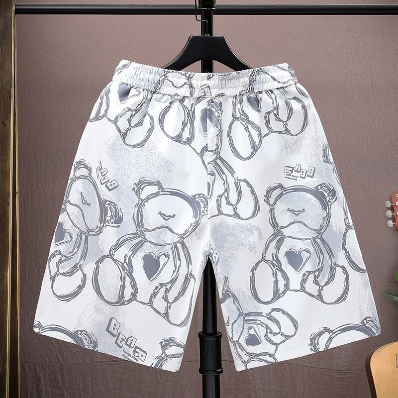 Heren Trendy Print Shorts Heren Zomer 2024 Nieuwe Comfortabele Elastische Taille Kleding Heren Ademende Shorts