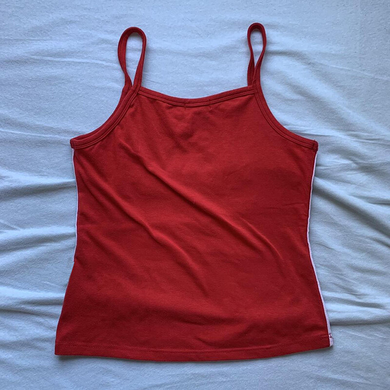 Camiseta sin mangas y2k para mujer, Top de algodón sin relleno, top corto sin costuras, traf 2023