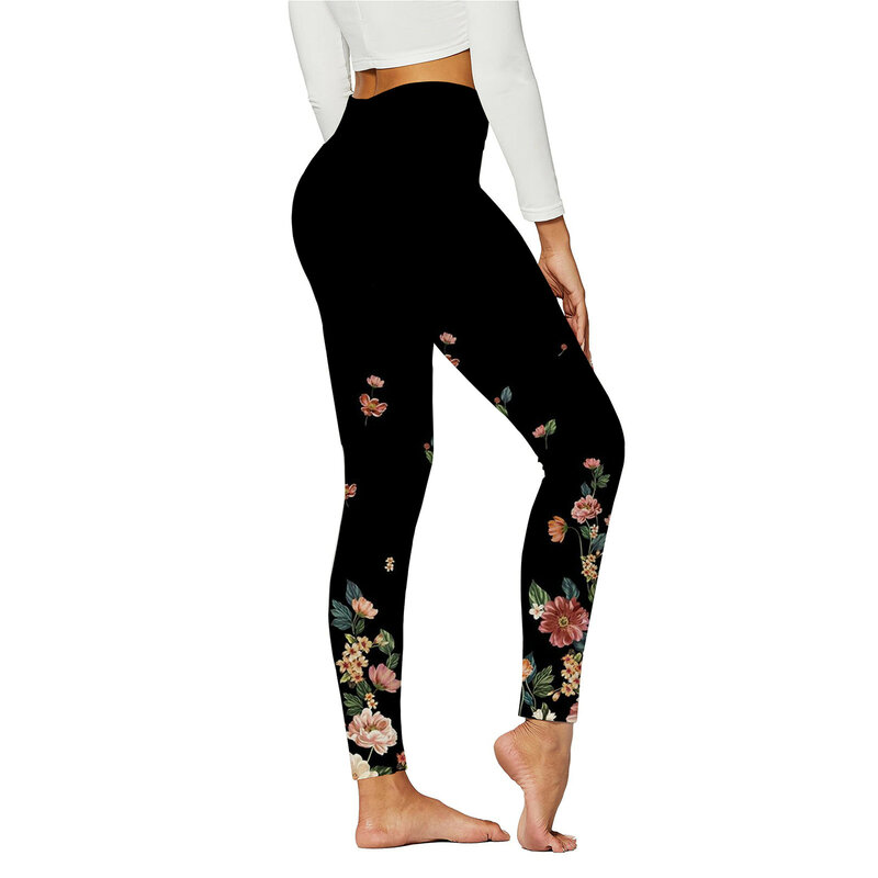 Celana Yoga katun untuk wanita, celana legging wanita motif Yoga pinggang tinggi, celana olahraga celana lari Yoga santai