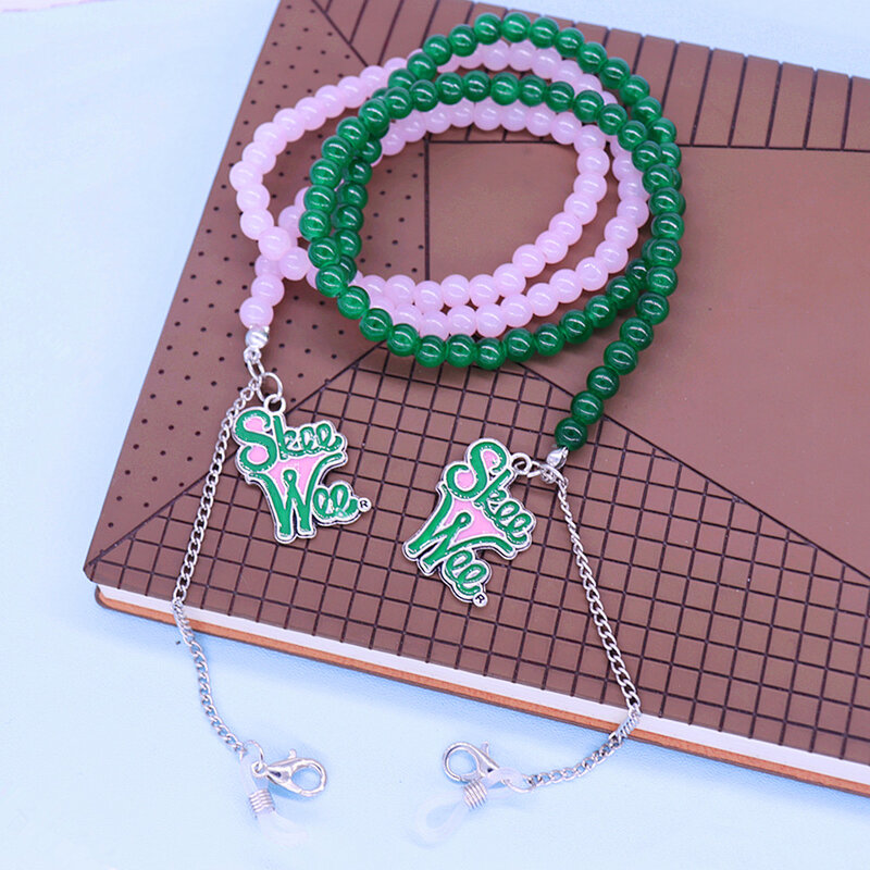Fashion Decor Pink Green Sorority Group SKEE Pretty Alpha Lady Lanyard Sunglasses Chain Custom