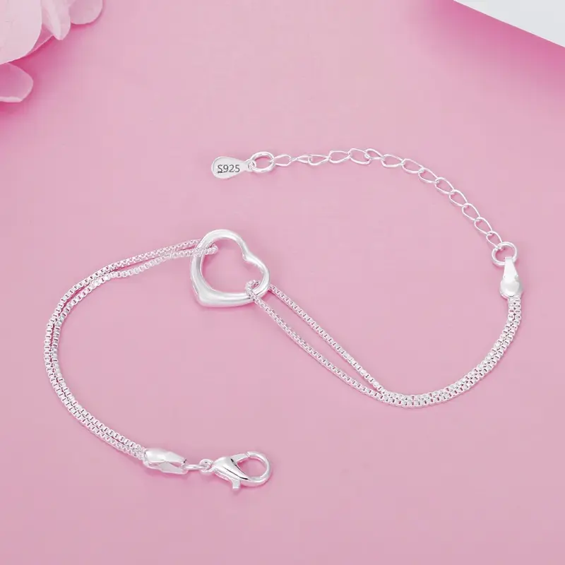 Оригинальные посеребренные романтические браслеты в форме сердца для женщин, модные дизайнерские бриллиантовые Свадебные ювелирные изделия, подарок на день рождения, 925