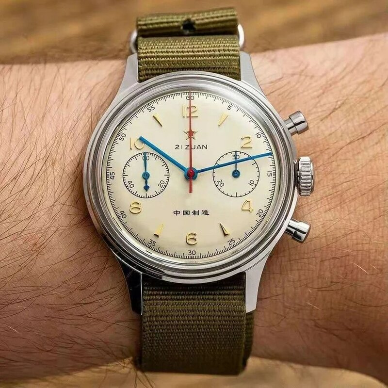 Jam tangan mekanis 1963 pria 38mm bintang merah jam tangan Pilot Seagull ST1901 gerakan pria Pasukan Udara Penerbangan angsa safir 40mm