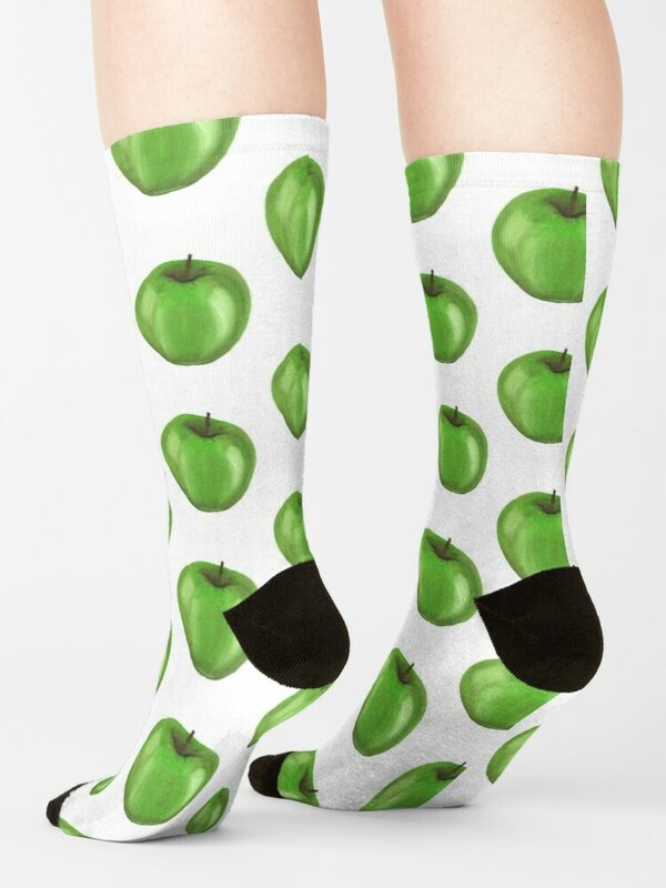 Green Apple - Minimalist Painting Socks Funny Socks Men Man Socks