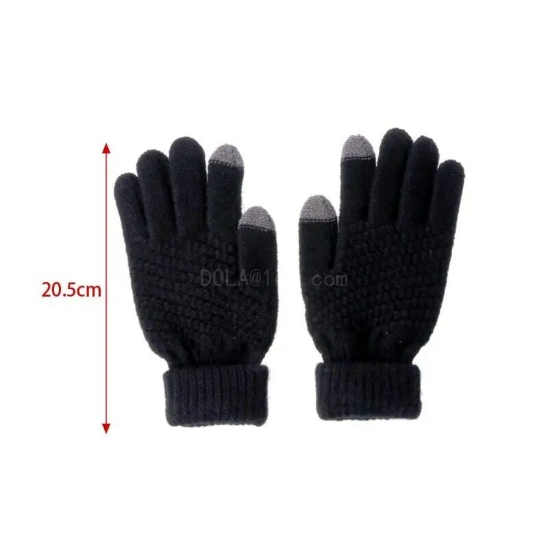 Winter Warm Gloves Stretchy Mittens Adult Knitted Solid Color Full Finger Gloves Knitted Gloves for Cold Weather