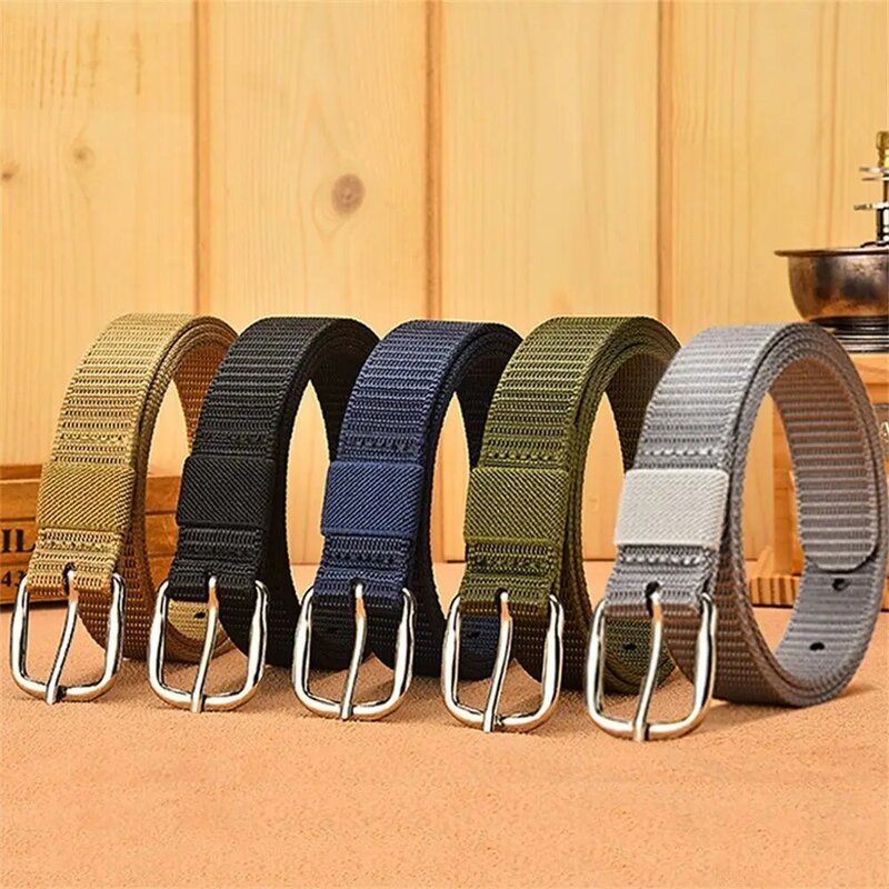 Unisex Casual Outdoor Sports Metal Buckles Fabric Braided  Belt Canvas Belts Waistband