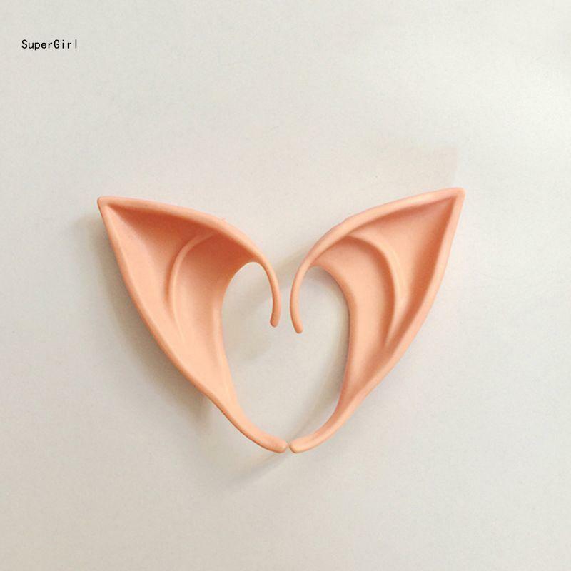 1 Pair Halloween Party Elven Elf Ears Pointed Anime Fairy Cospaly Costumes Accessories for Vampire Soft Christmas Party