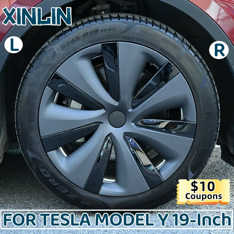 Tapas de rueda de piezas para coche, tapa de cubo de 19 pulgadas, reemplazo de cubierta de llanta completa para Tesla Model Y 2020-2023, accesorios, 4 unidades
