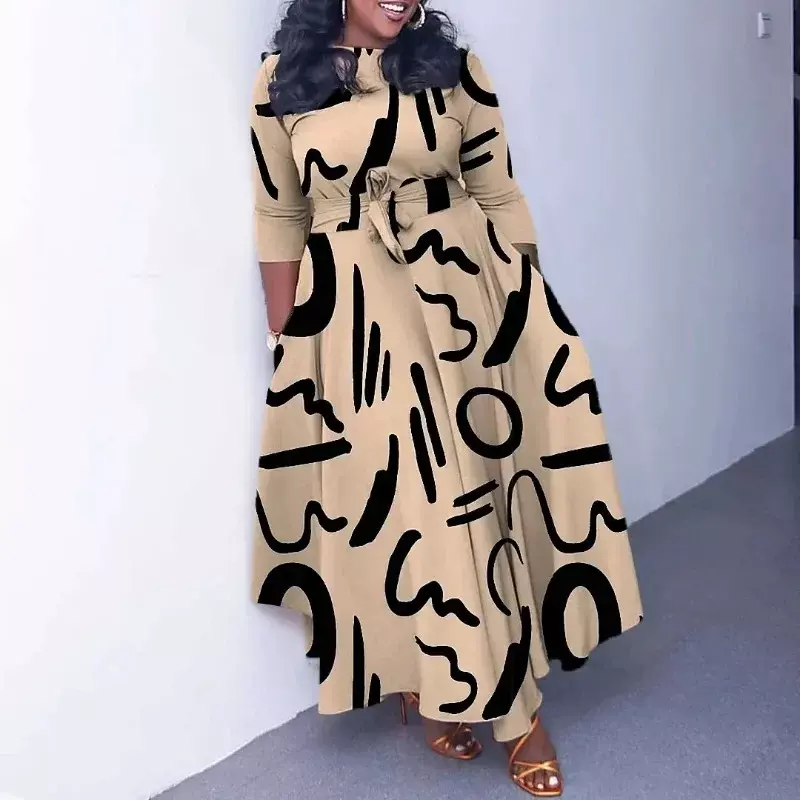 Plus Size moda abiti da festa africani per le donne Dashiki Ankara abiti stringati stampa elegante turchia Maxi vestito musulmano 2023 nuovo