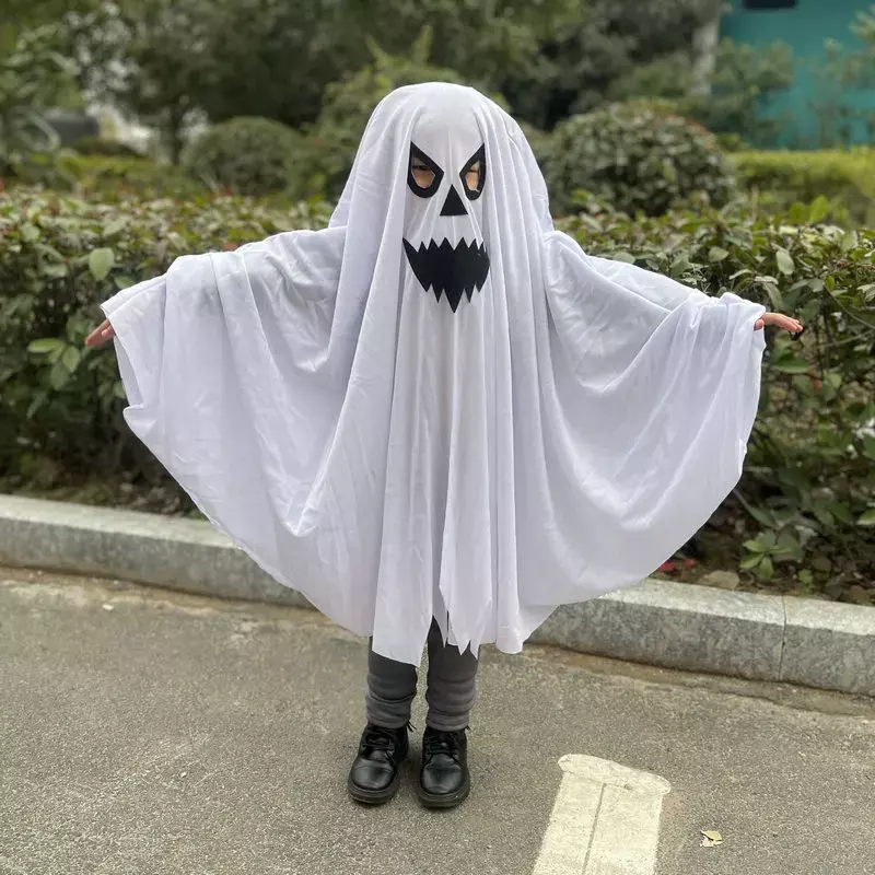 Capa blanca de fantasma para niños, ropa de rendimiento para fiesta de Cosplay, accesorios de Halloween