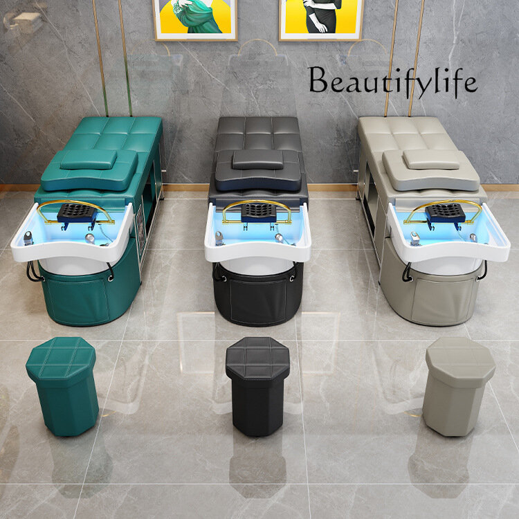 Ceramic Basin Shampoo Chair High-End Barber Shop Water Circulation Fumigation Shampoo Beauty Salon Bed