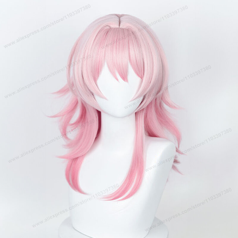 Honkai Star Rail Peluca de Cosplay de Anime, cabello degradado rosa, pelucas sintéticas resistentes al calor, 7 de March, 50cm