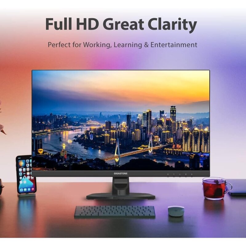 27 inch IPS LED Back Light Monitor 2-Pack 75Hz FHD 1920 x 1080, 178° Wide View Frameless, Dual Monitor, 5ms, Built-in Speakers