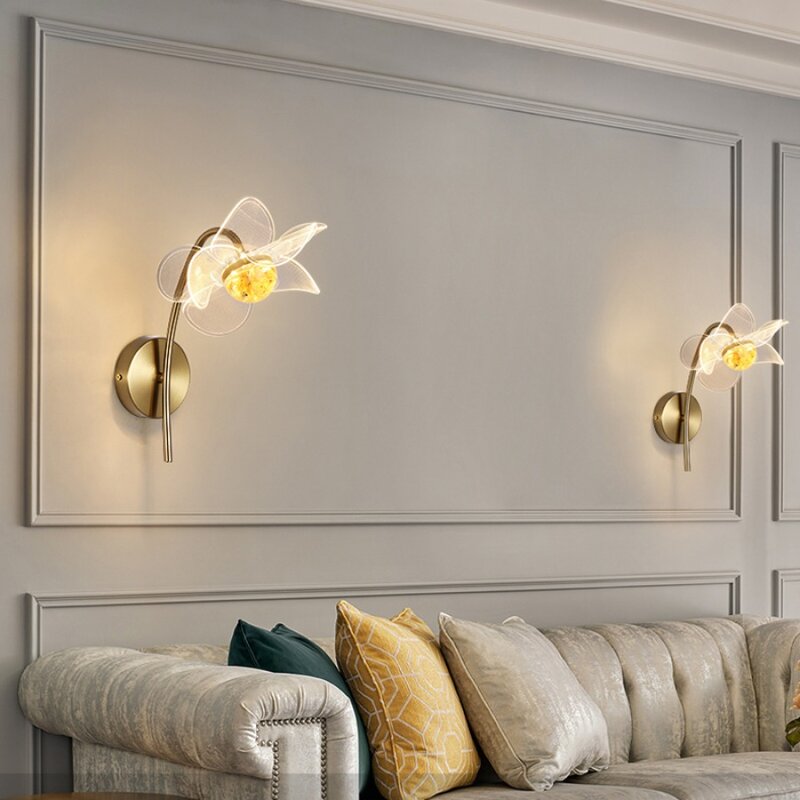 مصباح جداري LED إبداعي على شكل زهرة شمالية ، مصباح قراءة حديث ، بسيط وفاخر ، تلفزيون ، غرفة نوم ، خلفية بجانب السرير