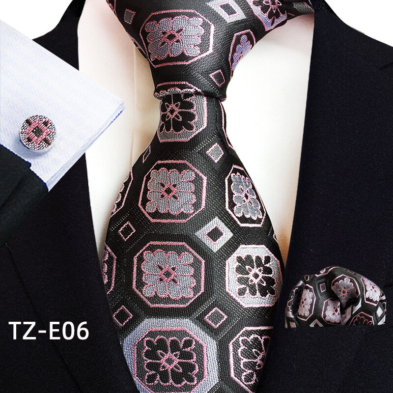 Royal Gestreiften Paisley Silk Krawatten Für Männer Luxus 8cm Krawatte Tasche Platz Manschettenknöpfe Geschenk Set Jacquard Weben Krawatte Anzug zubehör