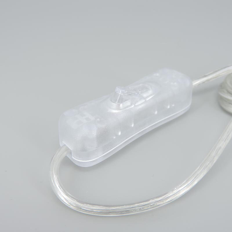 Transparente USB Macho e Feminino Conector de Alimentação, Cabo Interruptor Botão, Cabo Estendido para LED Neon Strip Light, 2m, 2Pin, DC 3A, 5V, 12V
