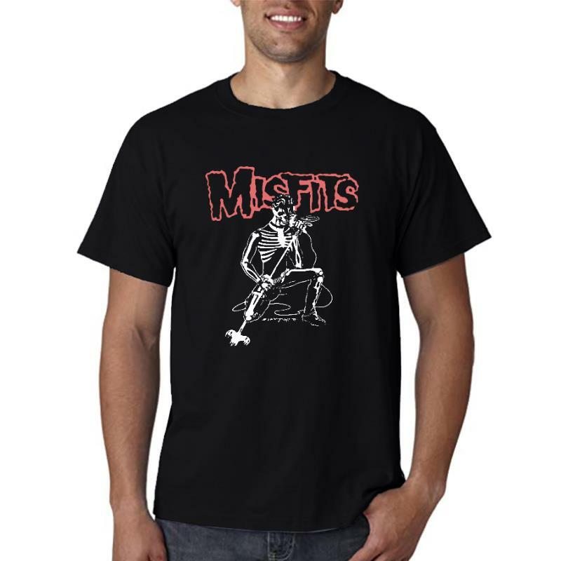 Judul: kaus Skeleton Misfits-produk Band PUNK resmi Baru (1)