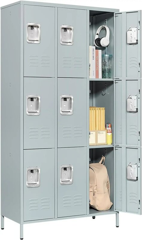 Metal Lockers for Employees with Lock, Employees Locker Storage Cabinet with 3 Doors, Steel Storage for Gym, School, Office